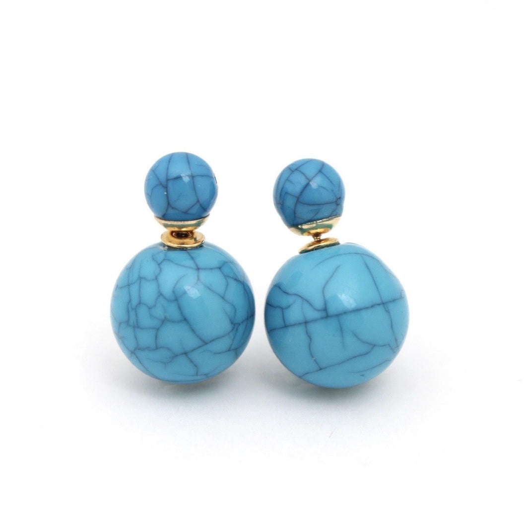 Blue store ball earrings